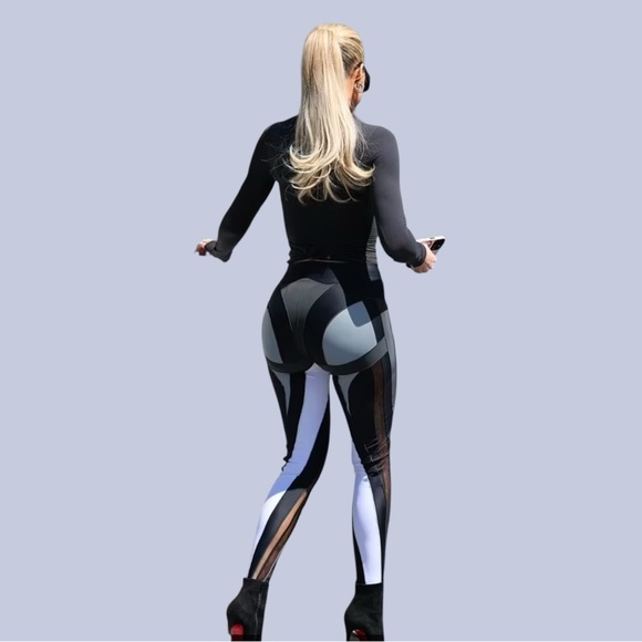 Mugler Sheer Spiral Stirup Legging NWT Sz 46 $990 SOLDOUT - Picture 2 of 5